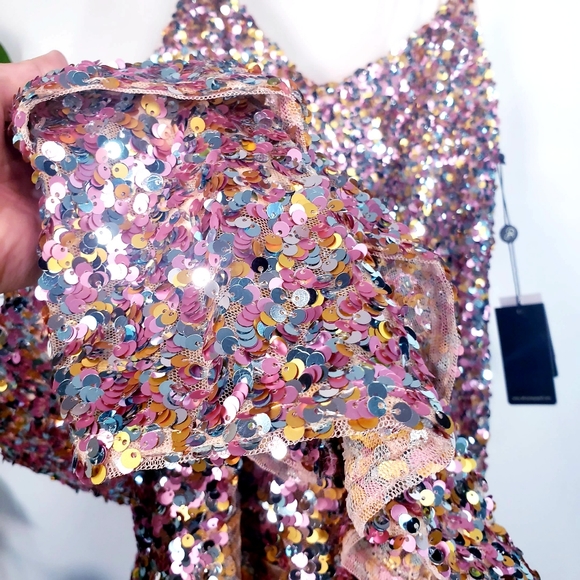 New ADRIANNA PAPELL Shiny Trumpet Holiday Dress - Picture 8 of 11